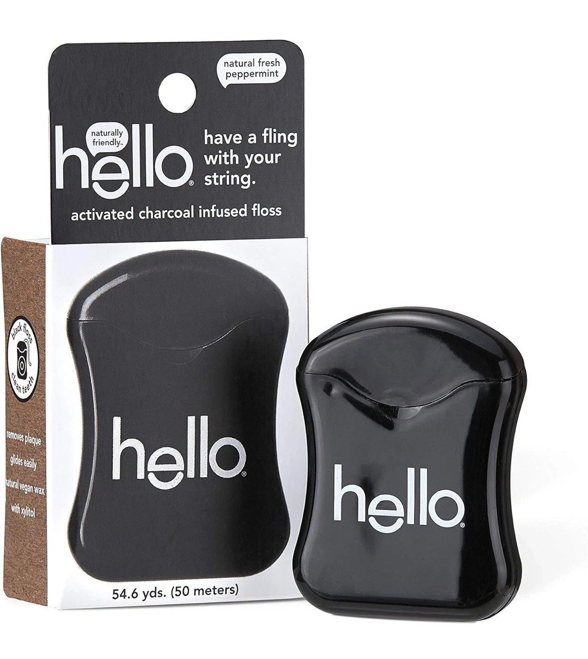 Hello Activated Charcoal Infused Dental Floss 54.6 yds- Pack of 3
