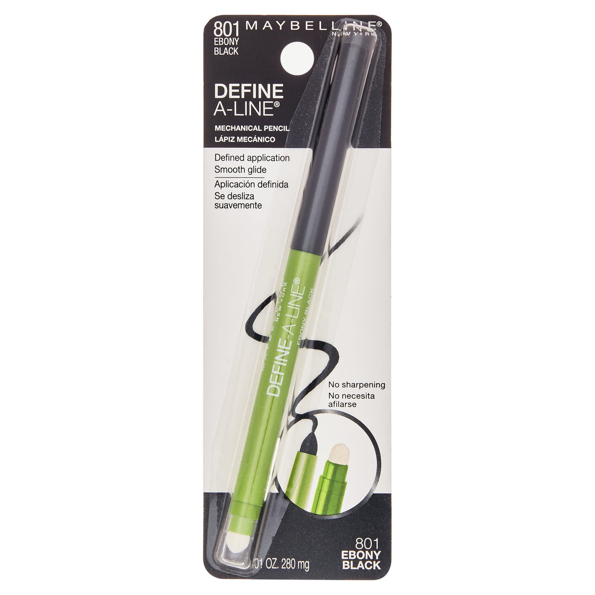 Maybelline Define A Line Mechanical Eyeliner with Built in Sharpener, Ebony Black