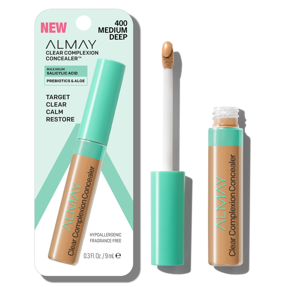 Almay Clear Complexion Concealer Makeup, Hypoallergenic, 400 Medium/Deep, 0.3 fl oz