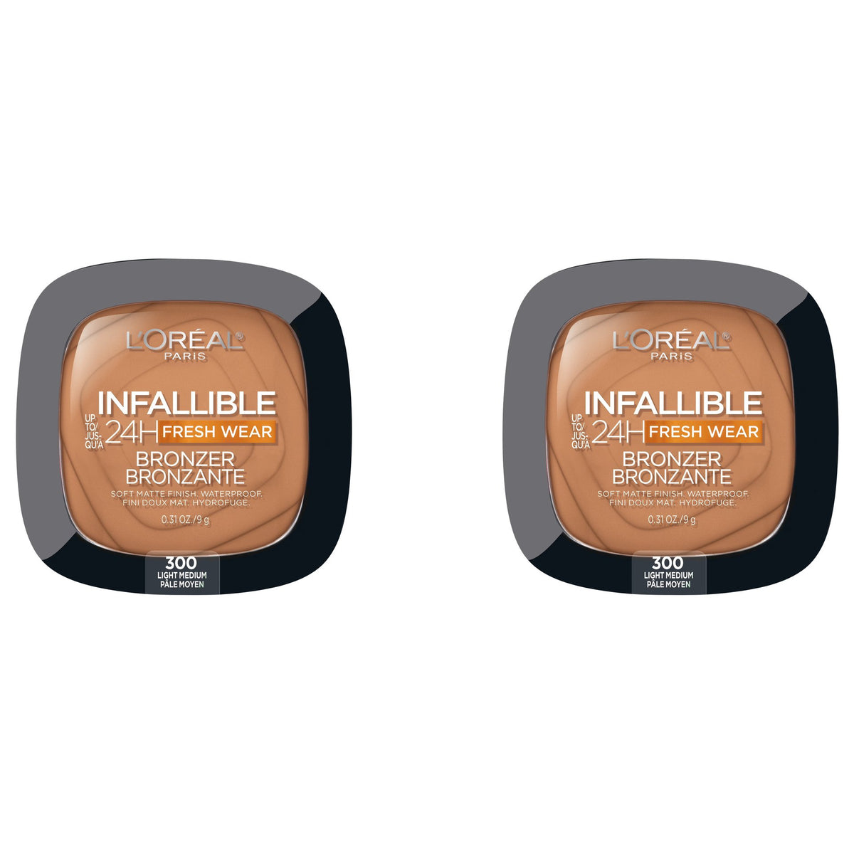 L'Oreal Paris Infallible Up to 24H Bronzer, Light Medium, Pack of 2