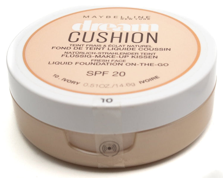 Maybelline Dream Cushion Liquid Foundation, 10 Ivory SPF 20, 10 Ivory 0.51oz