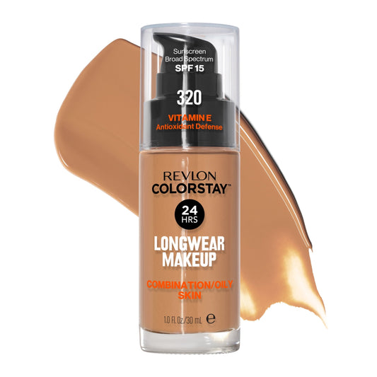 Revlon ColorStay Liquid Foundation Makeup, Matte Finish, Combination/Oily Skin, SPF 15, 320 True Beige, 1 fl oz