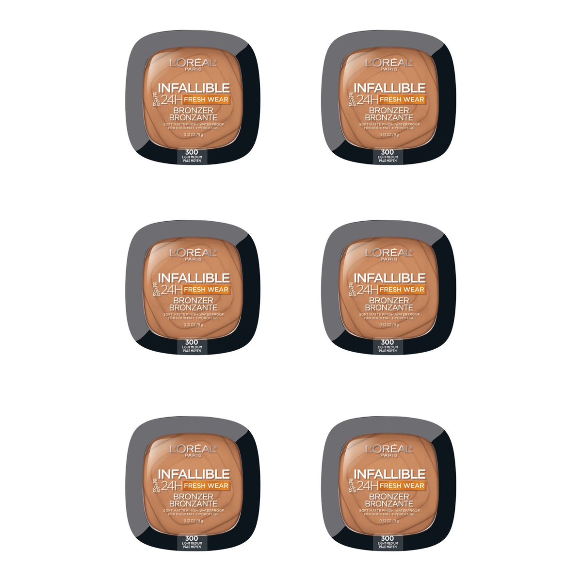 L'Oreal Paris Infallible Up to 24H Bronzer, Light Medium, Pack of 6