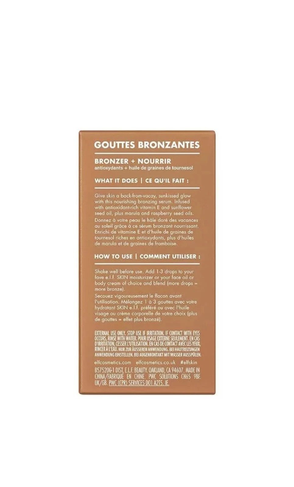 e.l.f. SKIN Bronzing Drops, Liquid Bronzer For Face & Skin, Rose Gold