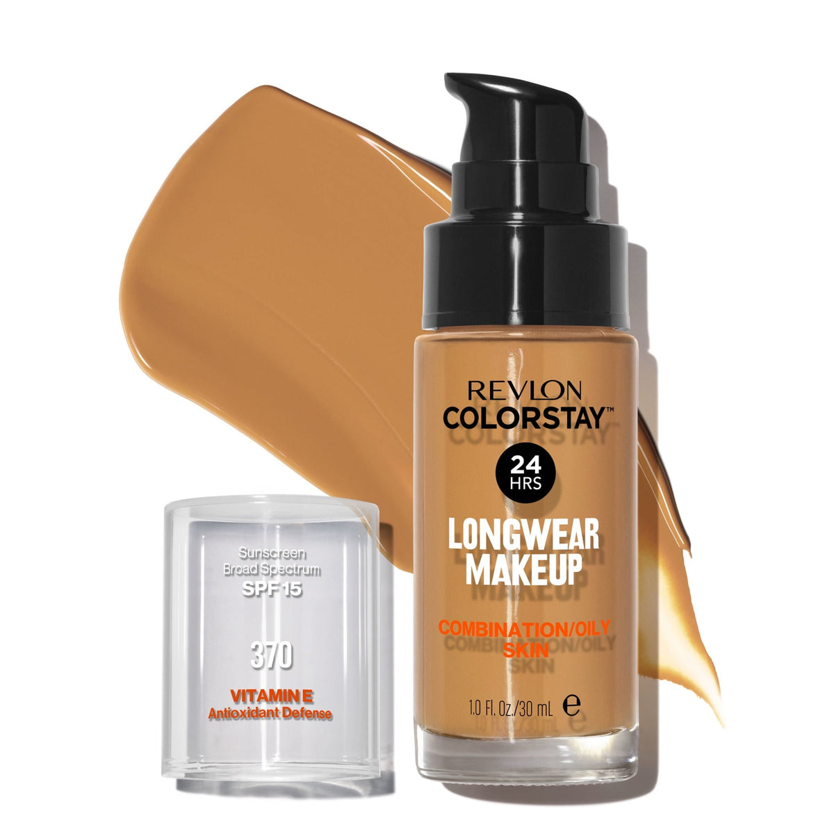 Revlon ColorStay Liquid Foundation Makeup, Matte Finish, Combination/Oily Skin, SPF 15, 370 Toast, 1 fl oz