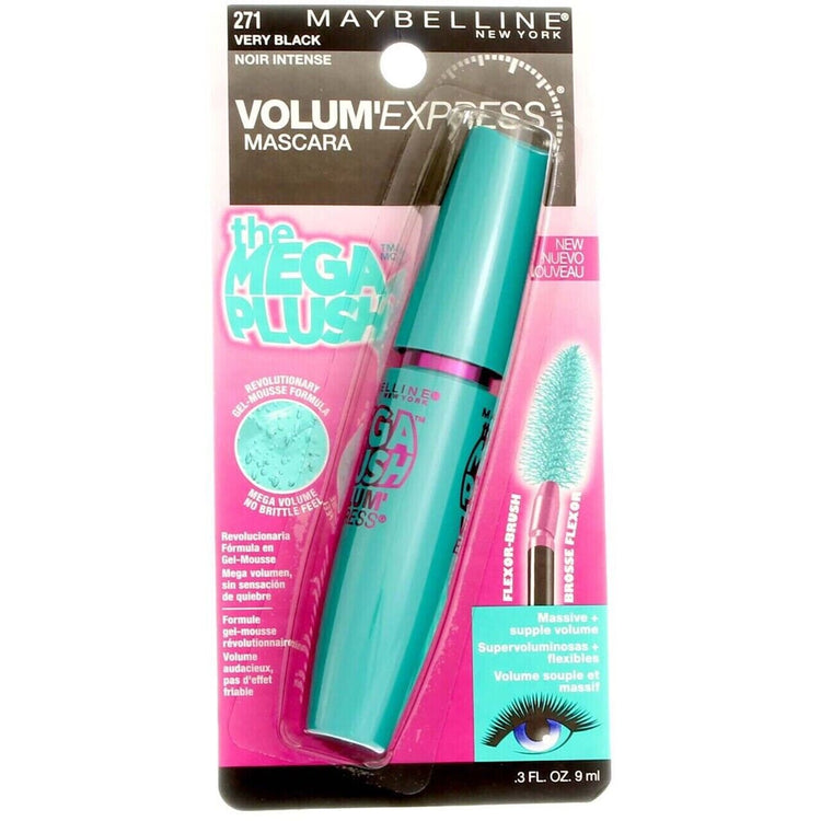 Maybelline Volum' Express The Mega Plush Washable Mascara, Very Black 271