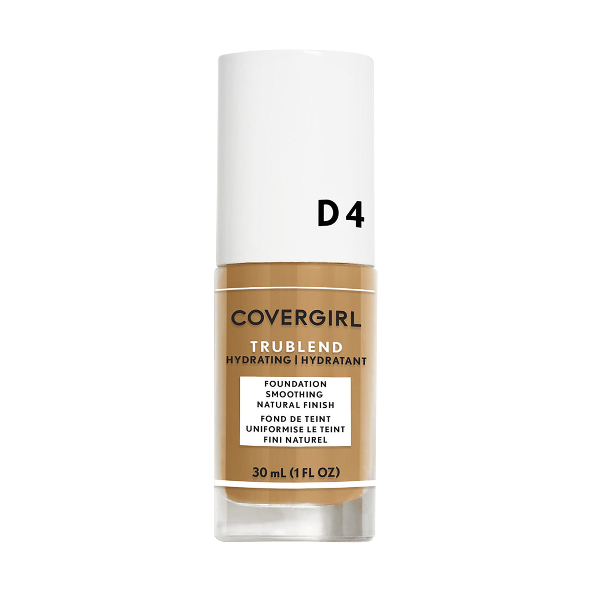 COVERGIRL TruBlend Oil-free Liquid Foundation, D-4 Classic Tan, 1 oz, Lightweight, Dewy Finish, Hydrating Foundation, Moisturizing Foundation, Cruelty-Free Foundation, Blends Seamlessly