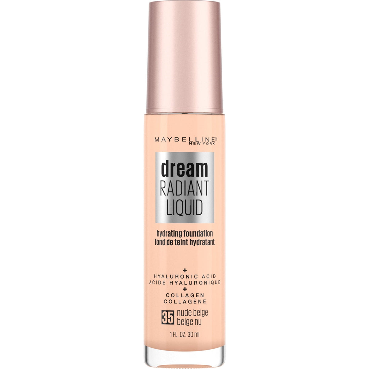 Maybelline Dream Radiant Liquid Medium Coverage Hydrating Foundation, Nude Beige, 1 fl oz