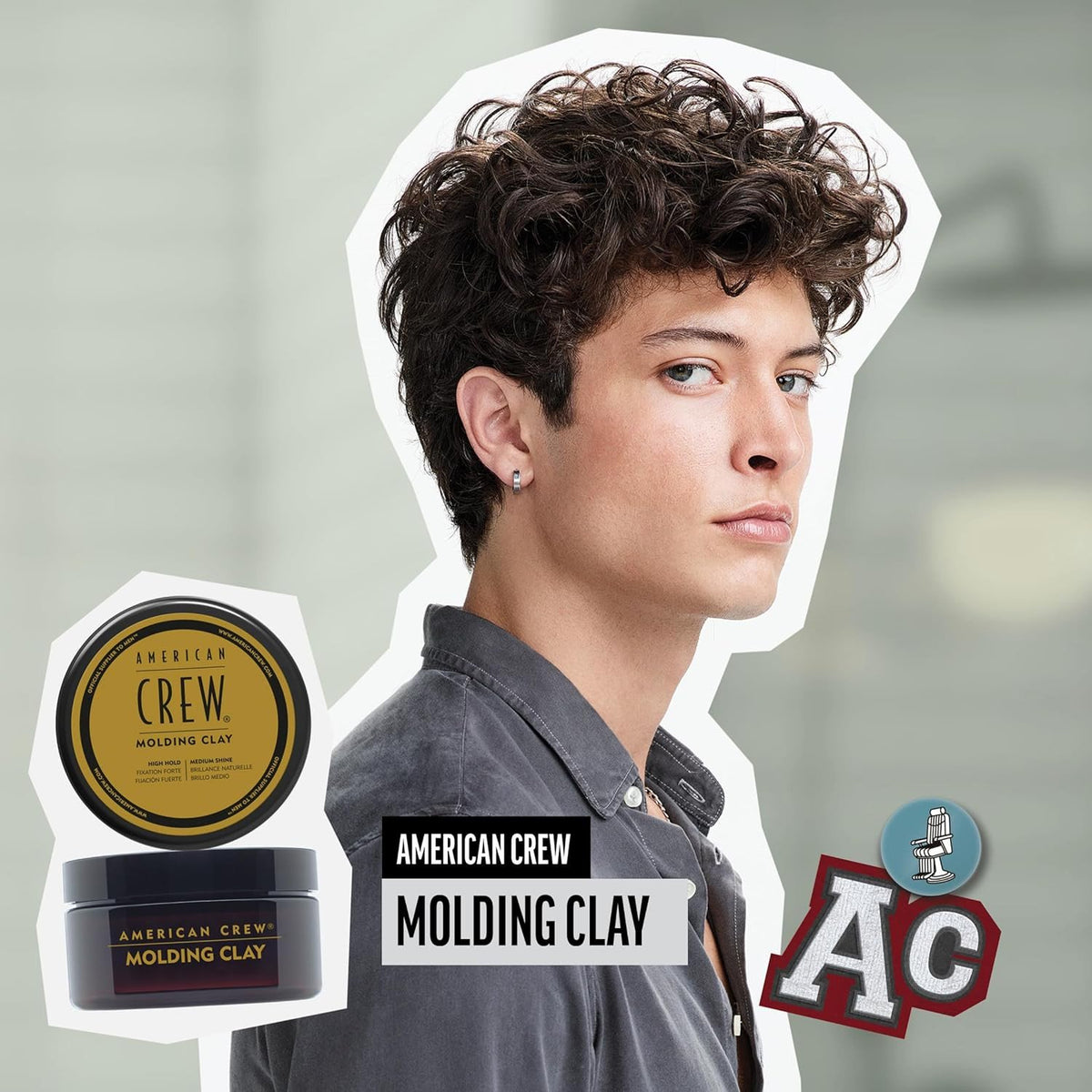 American Crew Men's Hair Molding Clay, Strong Hold & Medium Shine