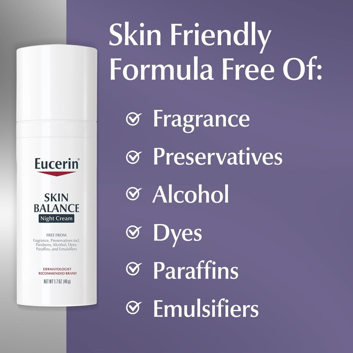 Eucerin Skin Balance Facial Night Cream Preservative and Fragrance Free 1.7 oz