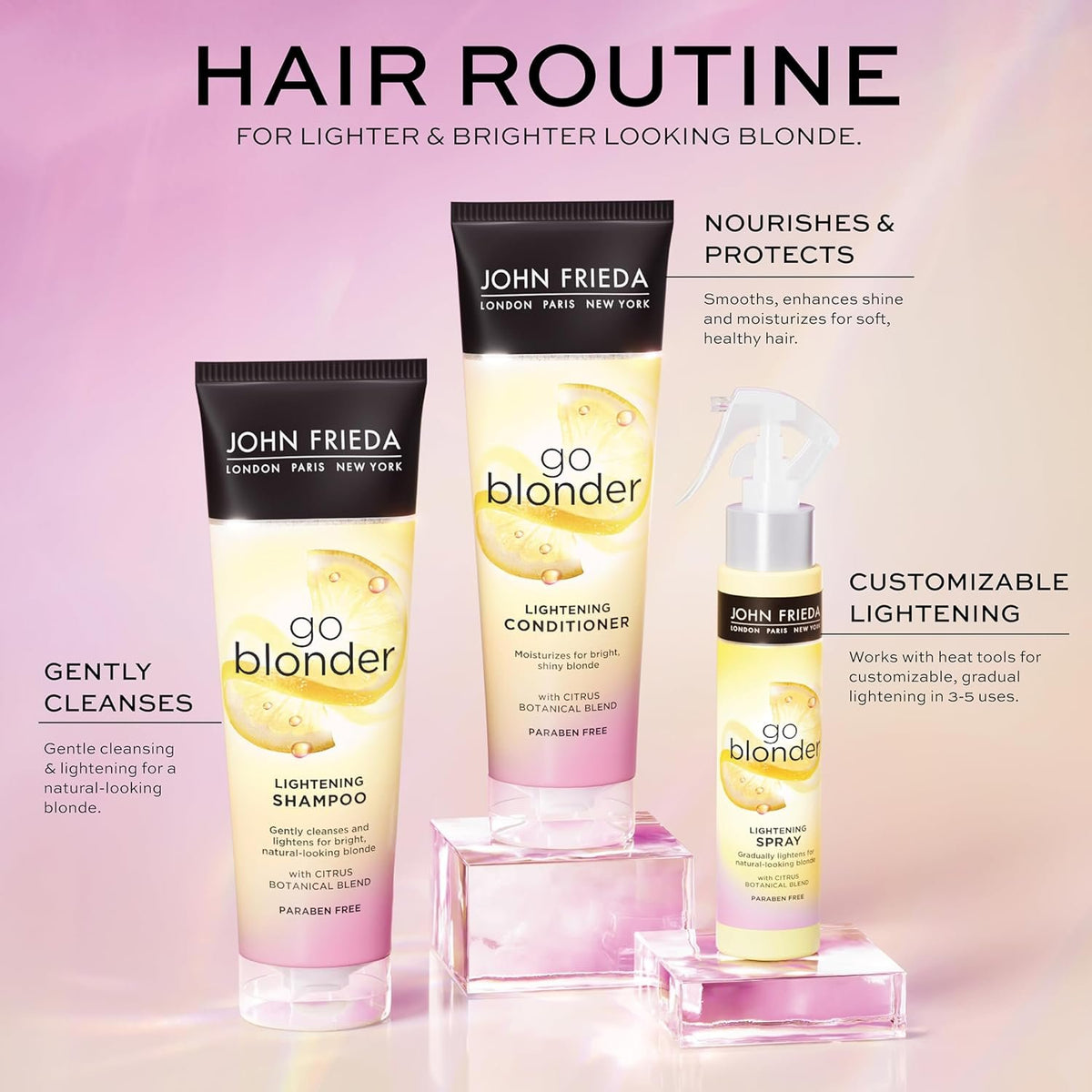 John Frieda Go Blonder Shampoo & Conditioner Blonde Hair Citrus Blend 8.3oz 2Pk