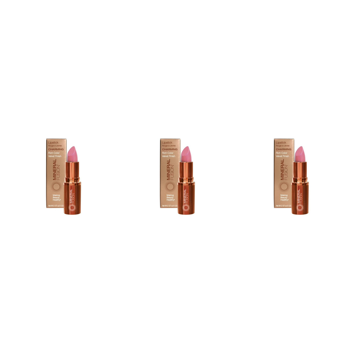 Mineral Fusion Lipstick, Charming, 0.137 oz 3-Pack