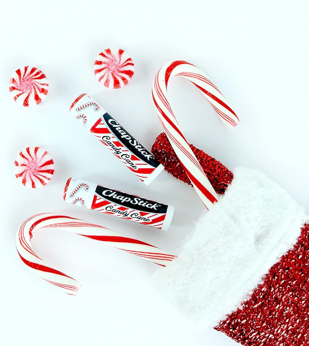 ChapStick Bulk Lip Balm, Candy Cane – Fresh & Minty Lip Moisturizer, 12-Pack
