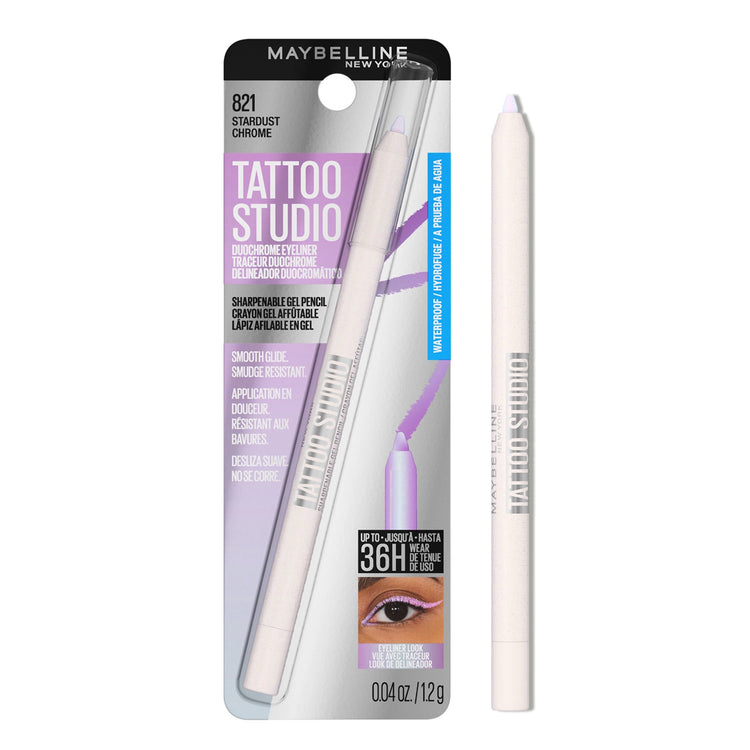Maybelline Tattoo Studio Sharpenable Gel Pencil, Waterproof Eyeliner, Stardust Chrome, 0.04 oz