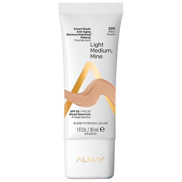 Almay Smart Shade Anti-Aging Skin Tone Matching Makeup, 200 Light, Medium Mine
