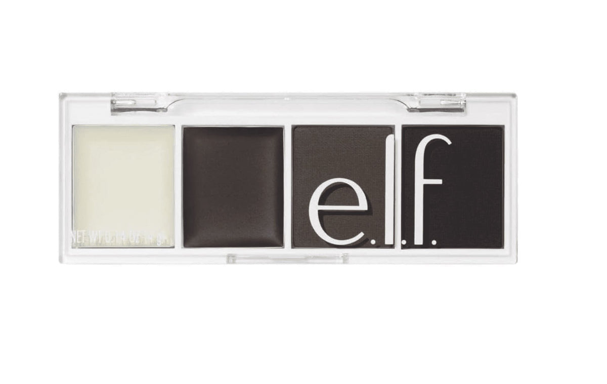 e.l.f. Cosmetics Bite-Size Brow, Mini Brow Quad with Ultra-Pigmented Waxes & Powders, Eyebrow Grooming & Makeup Kit, Black, 0.14 Oz