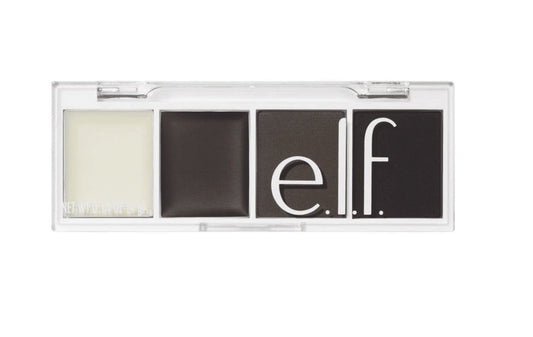 e.l.f. Cosmetics Bite-Size Brow, Mini Brow Quad with Ultra-Pigmented Waxes & Powders, Eyebrow Grooming & Makeup Kit, Black, 0.14 Oz