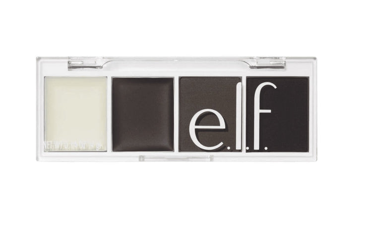 e.l.f. Cosmetics Bite-Size Brow, Mini Brow Quad with Ultra-Pigmented Waxes & Powders, Eyebrow Grooming & Makeup Kit, Black, 0.14 Oz