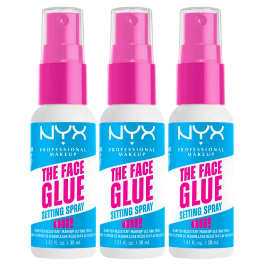 NYX Professional Makeup The Face Glue Setting Spray Mini 1.01 fl oz, Pack of 3