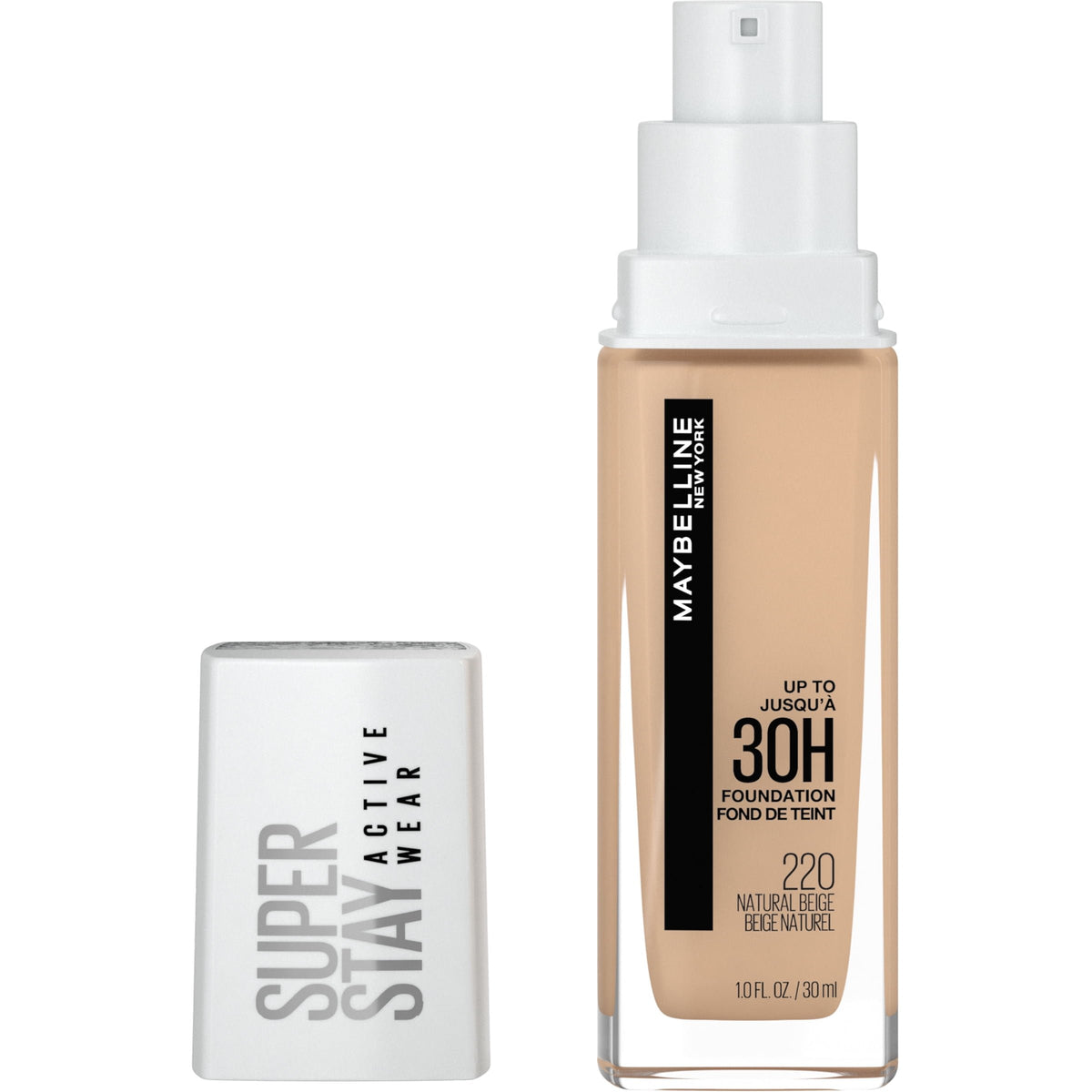 Maybelline Super Stay Liquid Foundation Makeup, Full Coverage, 220 Natural Beige, 1 fl oz