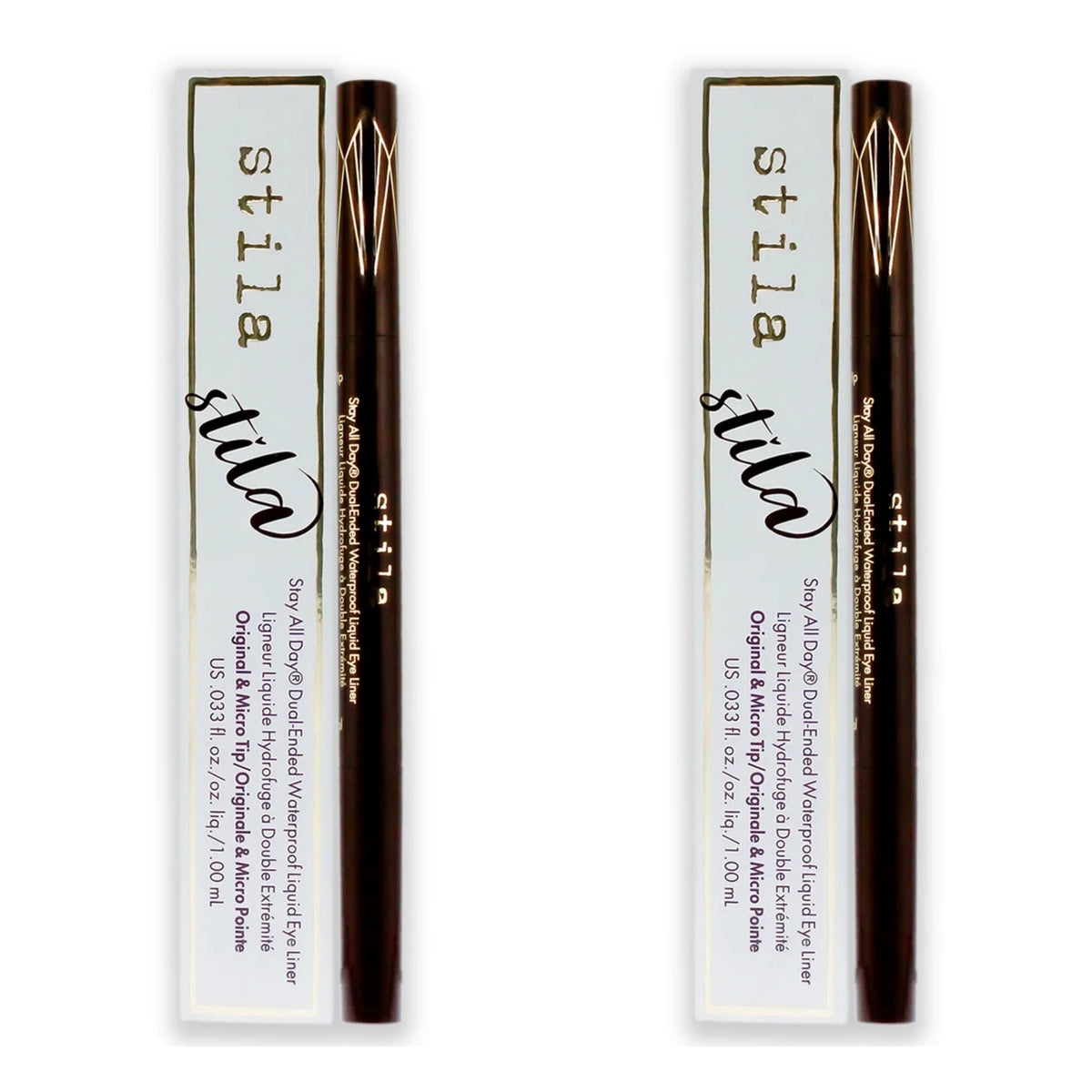 Stila Stay All Day Dual-Ended Waterproof Liquid Eye Liner, Dark Brown, 0.033 oz - 2 Pack