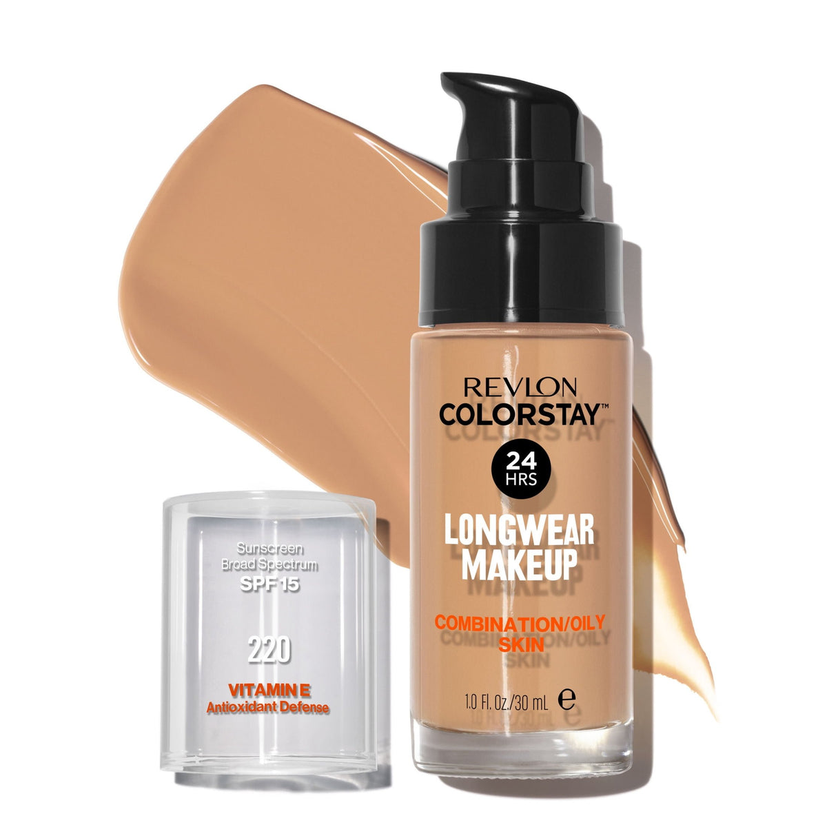 Revlon ColorStay Liquid Foundation Makeup, Matte Finish, Combination/Oily Skin, SPF 15, 220 Natural Beige, 1 fl oz