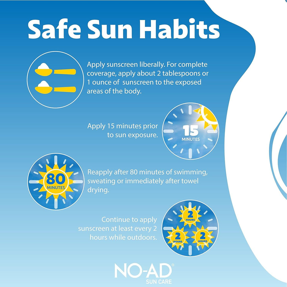 NO-AD SPF 85 Sunscreen Lotion | Broad Spectrum UVA/UVB Protection | Water Resistant | Octinoxate & Oxybenzone Free with moisturizing Vitamin E and Aloe 3oz | Pack of 3