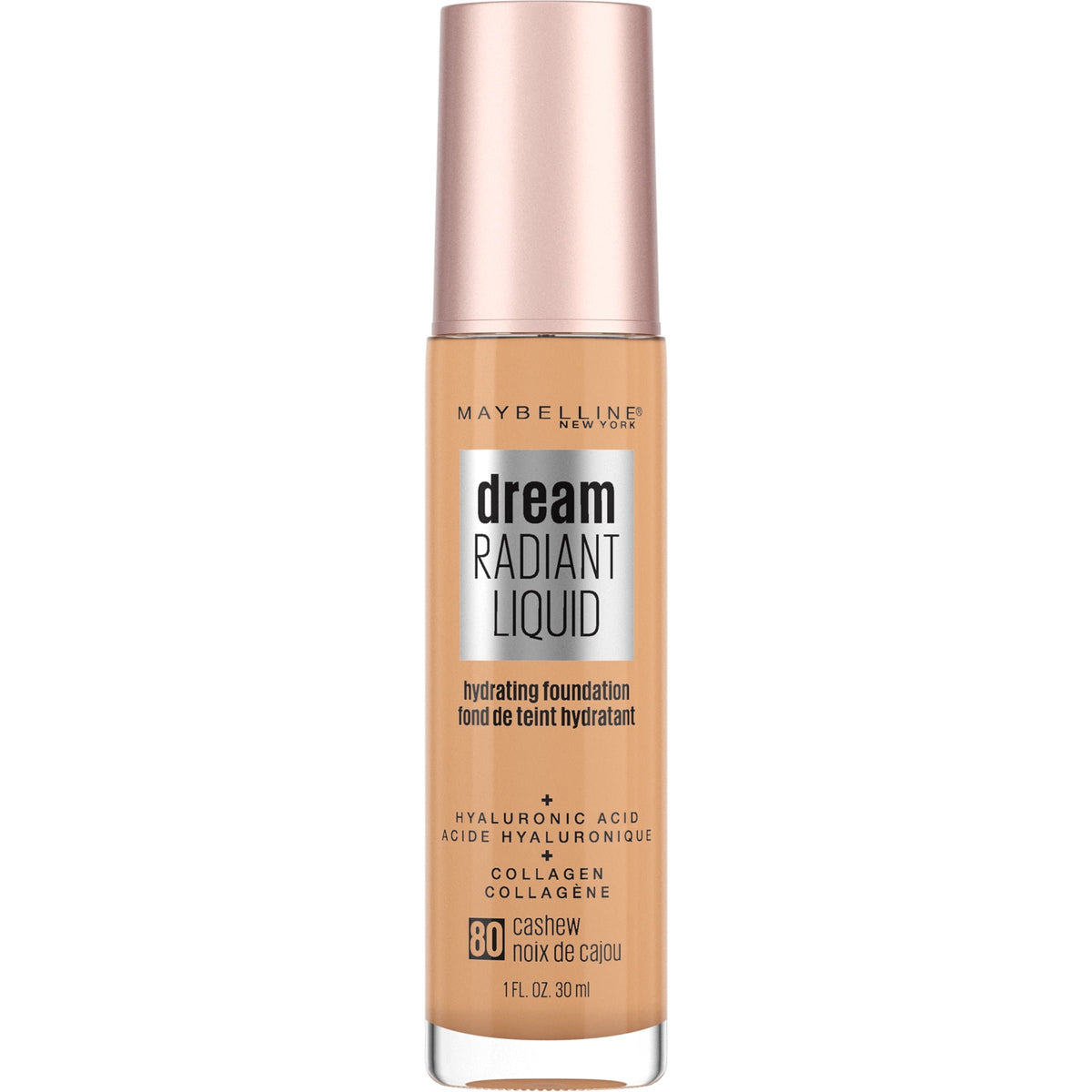 Maybelline Dream Radiant Liquid Medium Coverage Hydrating Foundation, Cashew, 1 fl. oz.