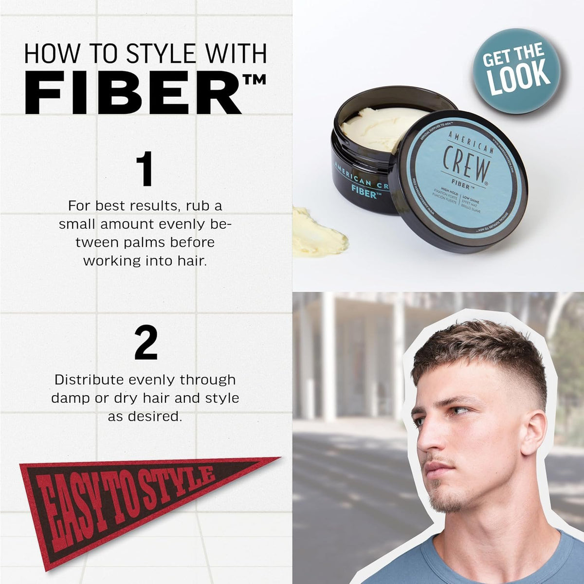 American Crew Men's Hair Fiber, Styling Gel with High Hold & Low Shine, 1.7 oz