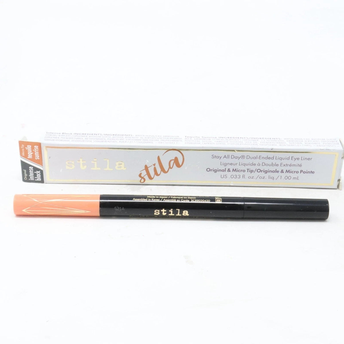 Stila Stay All Day Dual Eye Liner Intense Black / Tequila Sunrise, 0.033 oz