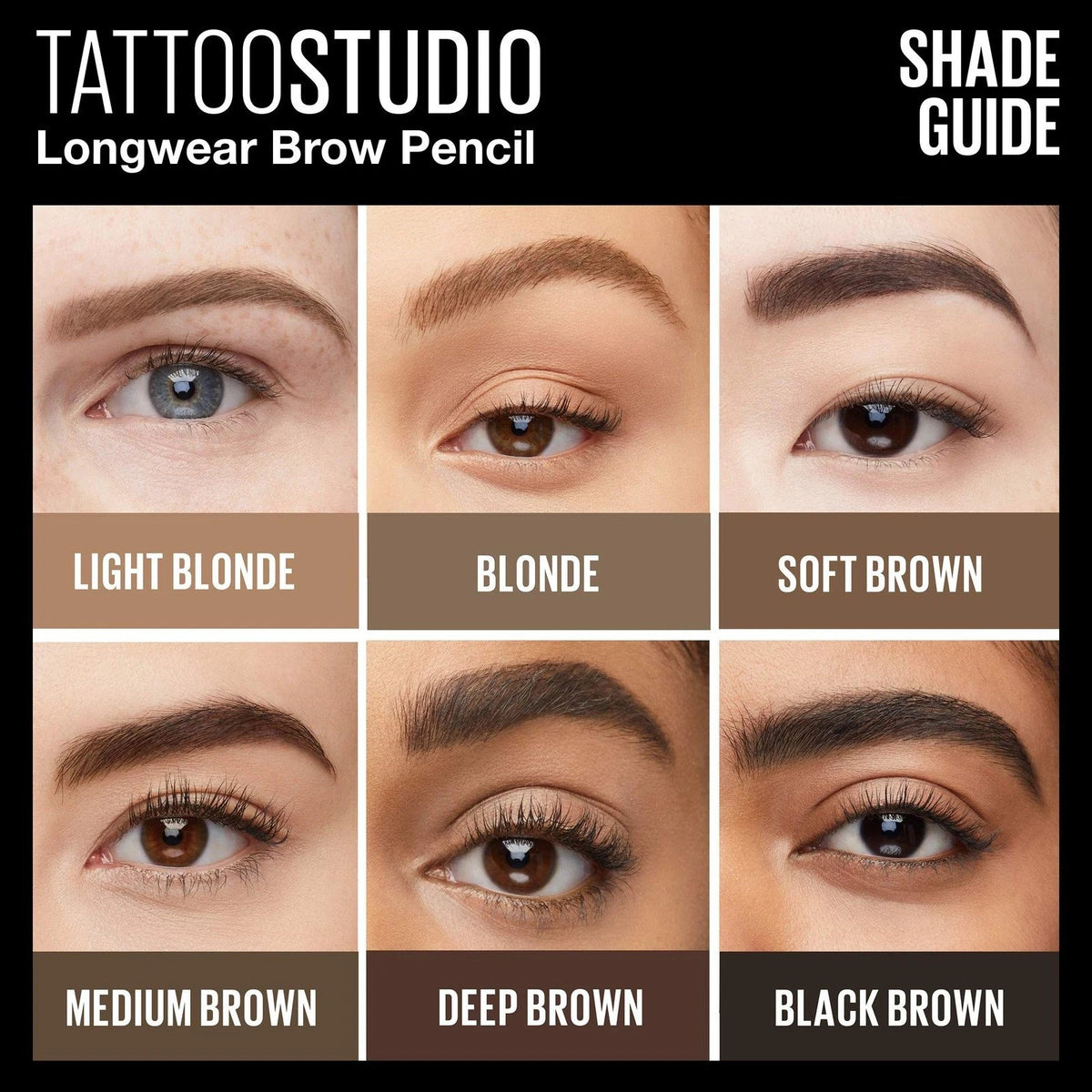 Maybelline TattooStudio 36HR Eyebrow Pencil, Medium Brown 257