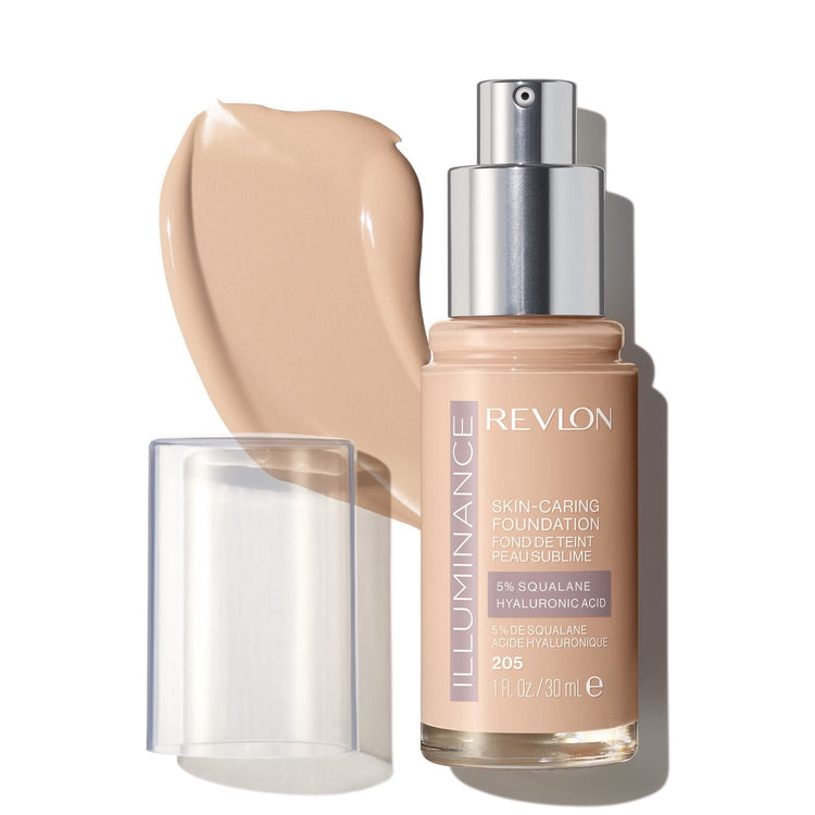 Revlon Illuminance Skin-Caring Liquid Foundation Makeup, Medium Coverage, 205 Natural Ochre, 1 fl oz