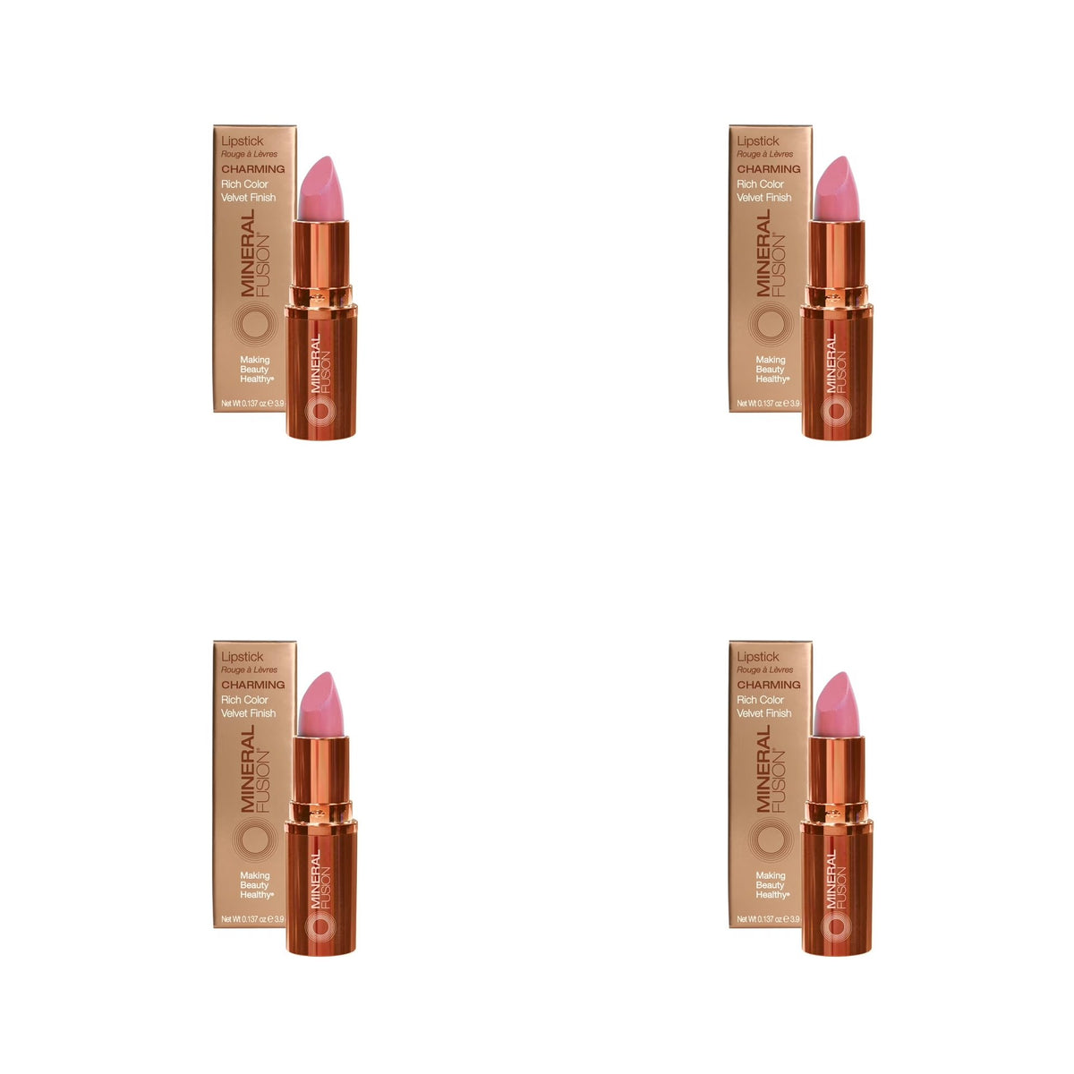 Mineral Fusion Lipstick, Charming, 0.137 oz 4-Pack