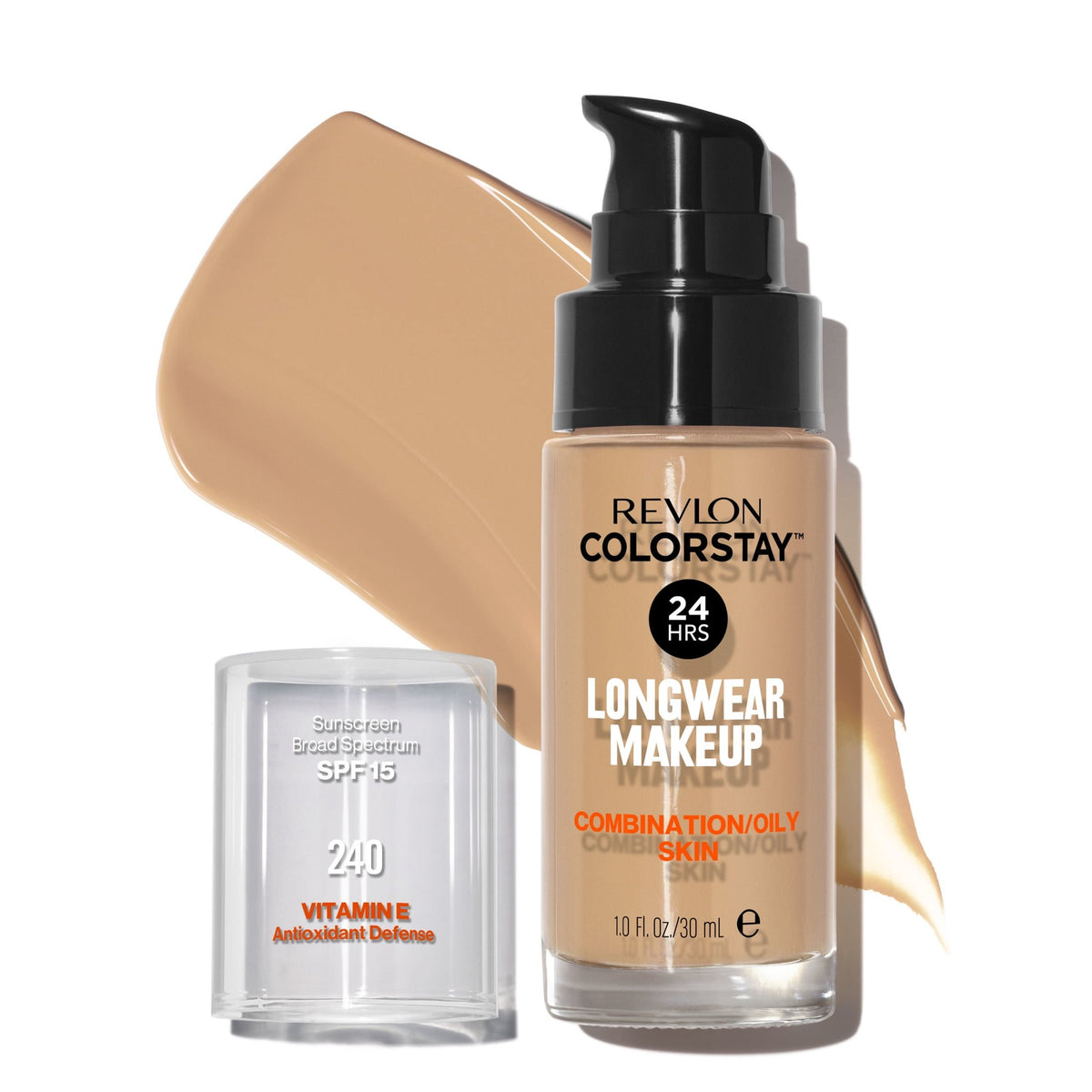 Revlon ColorStay Liquid Foundation Makeup, Matte Finish, Combination/Oily Skin, SPF 15, 240 Medium Beige, 1 fl oz