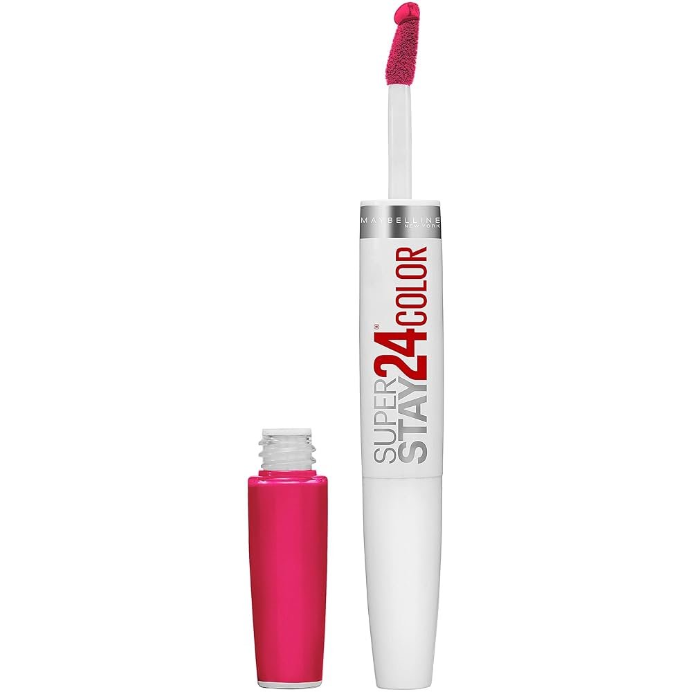 Maybelline Super Stay 24, 2-Step Liquid Lipstick Makeup, Pink Goes On, Neon Pink, 1 Count