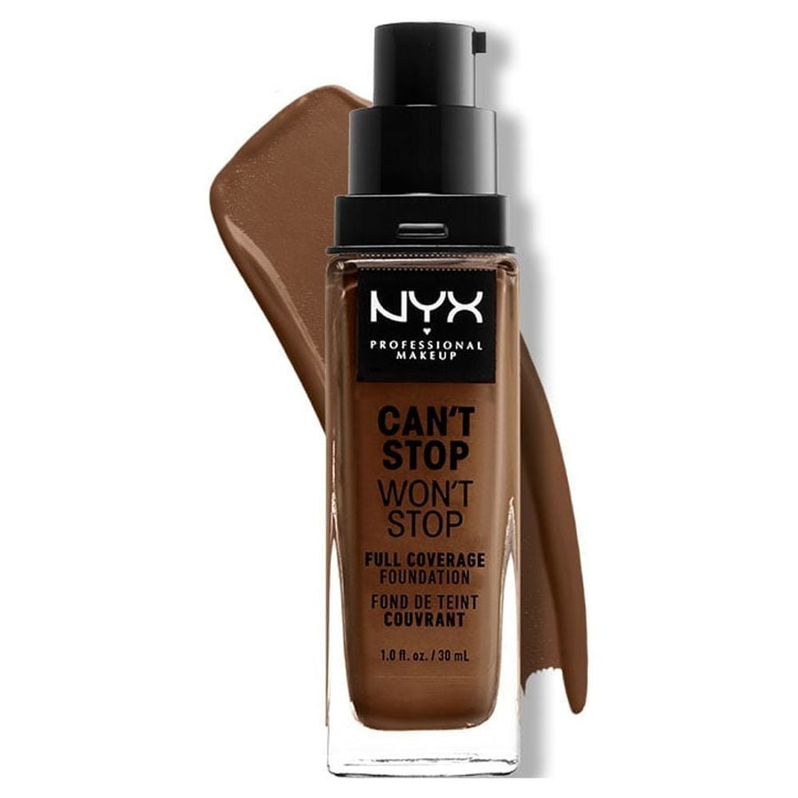 NYX Professional Makeup Can't Stop Won't Stop 24hr Full Coverage Liquid Foundation, Matte Finish, Waterproof, Cocoa