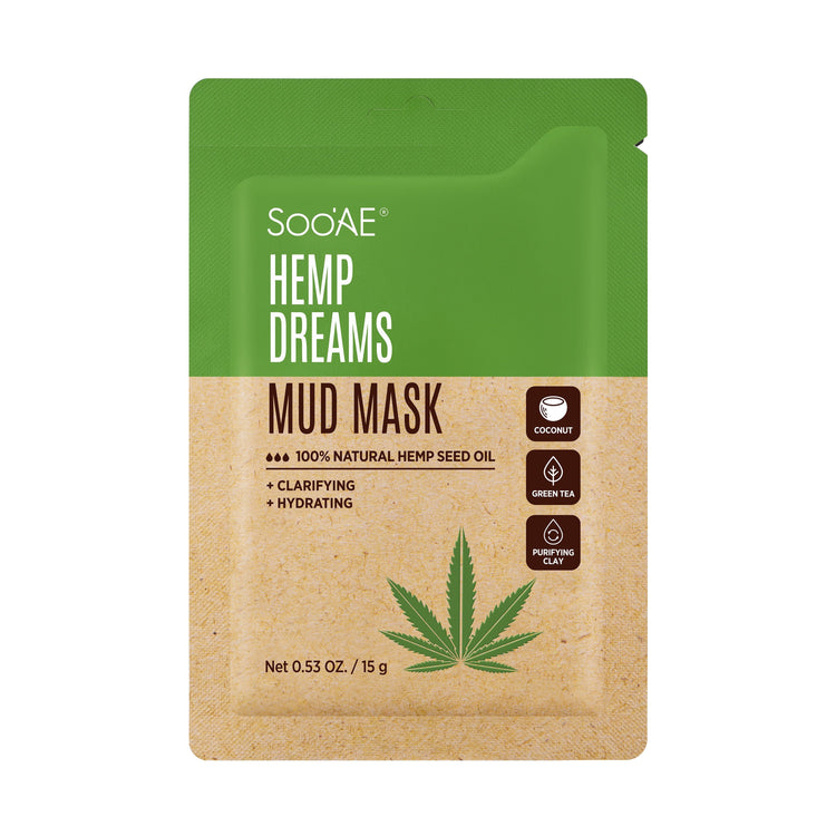 Soo'AE Hemp Dreams Mud Mask, Clarifies + Hydrates, 0.53 oz, Pack of 12