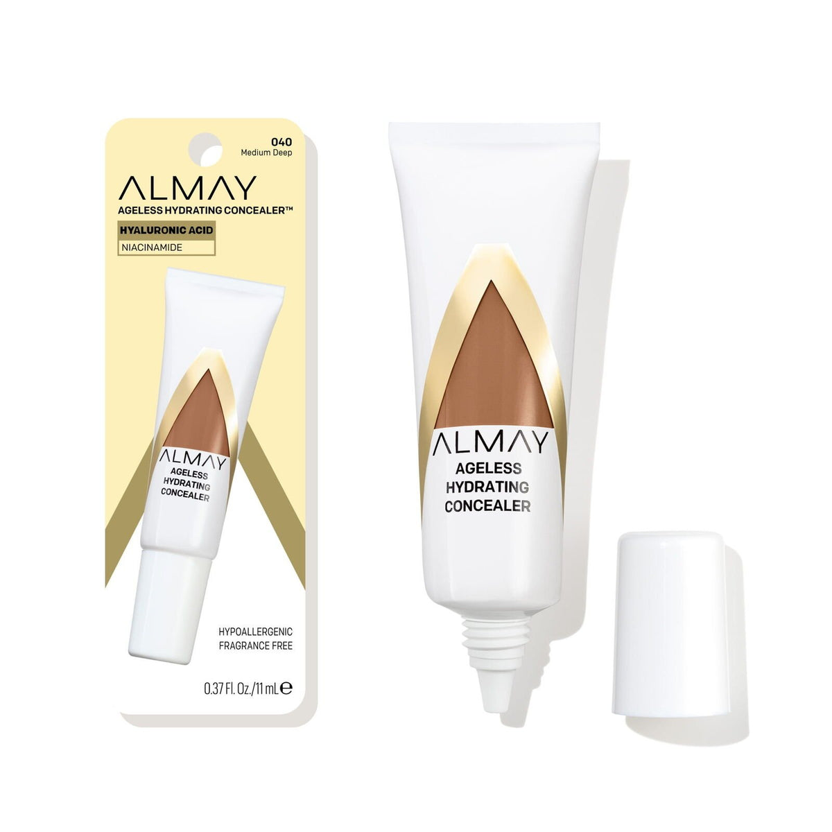 Almay Ageless Hydrating Liquid Concealer, 040 Medium Deep, 0.37 fl oz