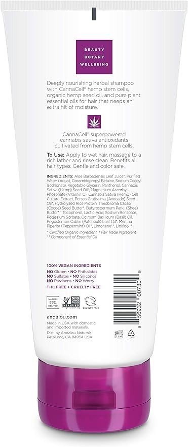 Andalou Naturals Herbal Shampoo, Patchouli + Basil Mint ,  8.5 fl oz.