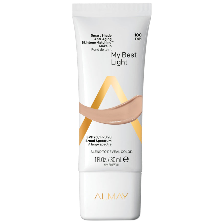 Almay Smart Shade Anti-Aging Skin Tone Matching Makeup, 100 My Best Light, 0.094