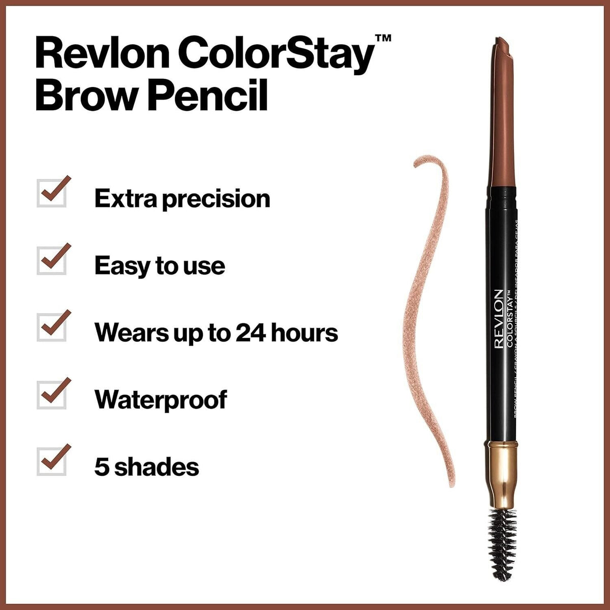 Revlon ColorStay Waterproof Brow Pencil w/Brush Angled Tip, 215 Auburn