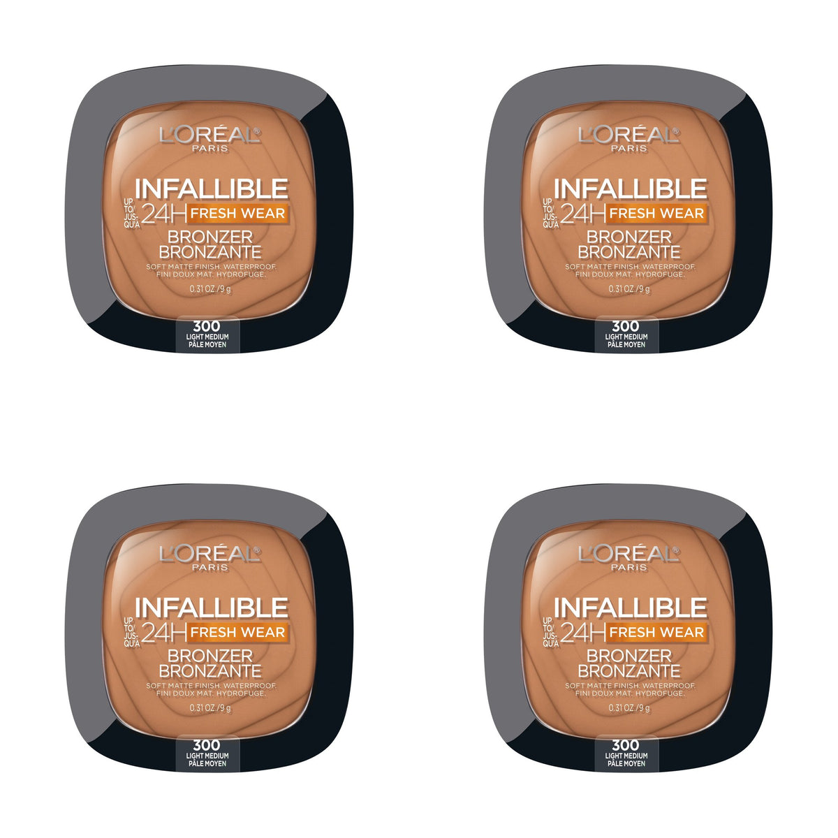L'Oreal Paris Infallible Up to 24H Bronzer, Light Medium, Pack of 4