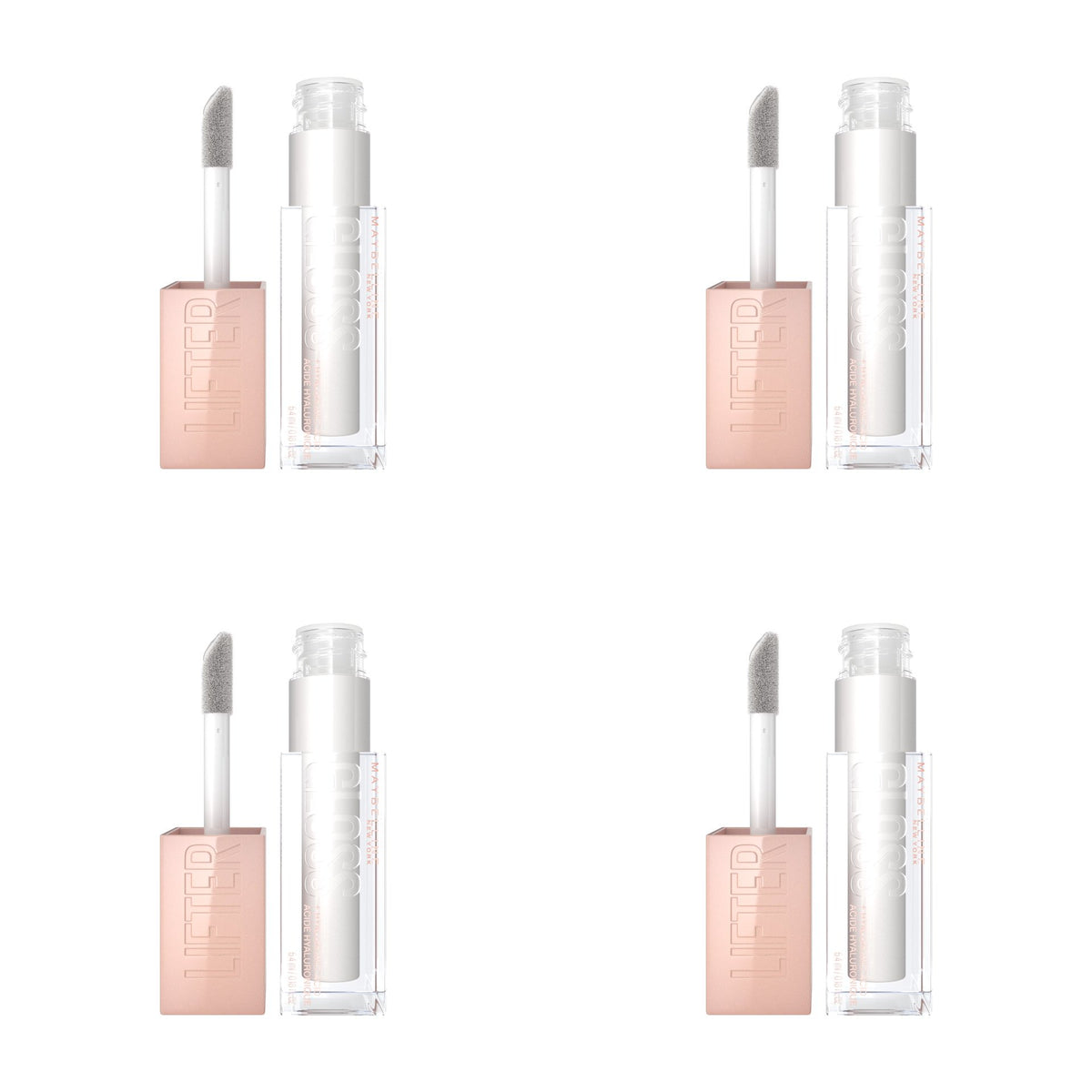 Maybelline Lifter Gloss Lip Gloss with Hyaluronic Acid, Pearl, 0.18 fl oz - 4 Pack