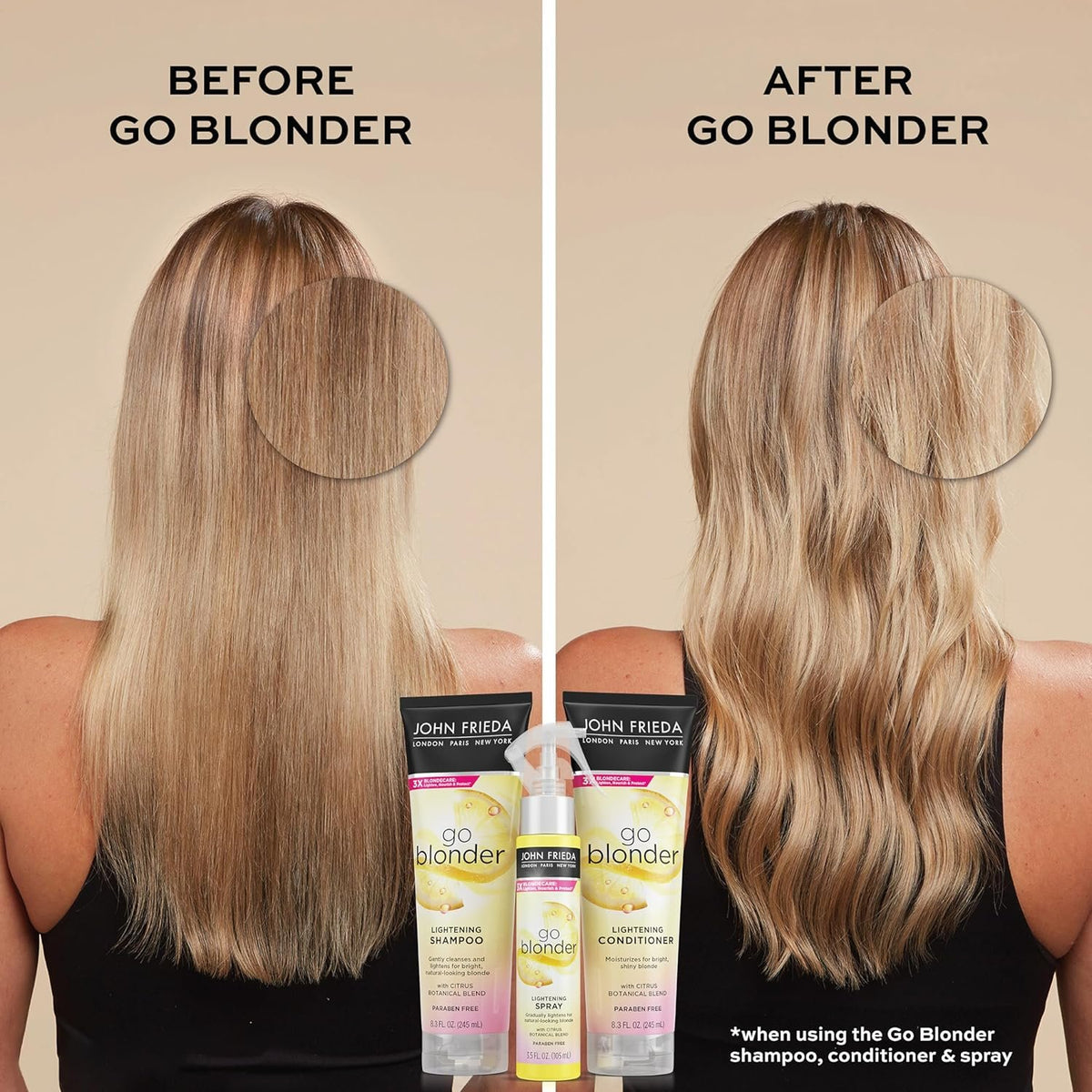 John Frieda Go Blonder Shampoo & Conditioner Blonde Hair Citrus Blend 8.3oz 2Pk