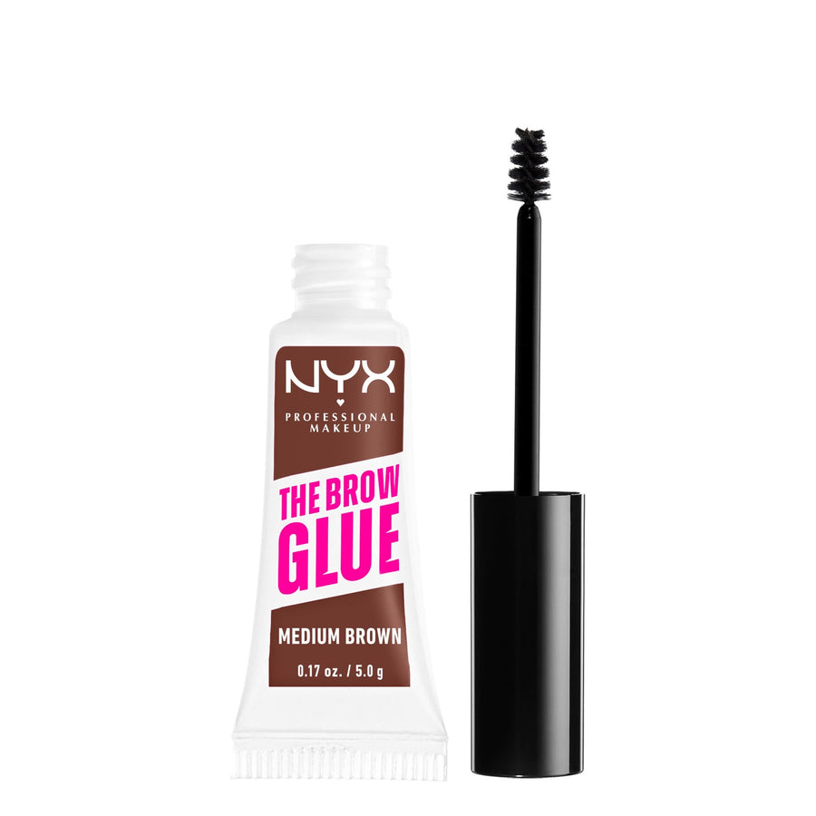 NYX Professional Makeup The Brow Glue, Extreme Hold Tinted Eyebrow Gel, Medium Brown