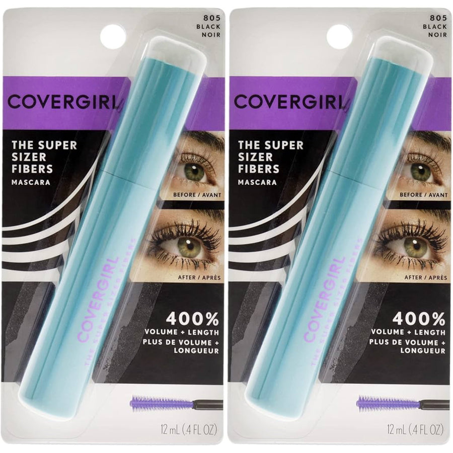 CoverGirl The Super Sizer Fibers Mascara, Black, .18 fl oz, Pack Of 2