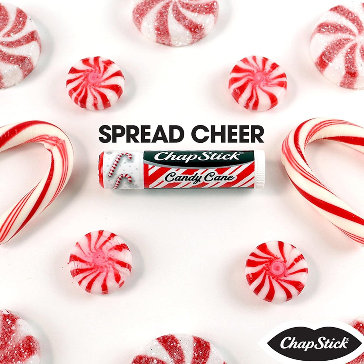 ChapStick Bulk Lip Balm, Candy Cane – Fresh & Minty Lip Moisturizer, 12-Pack
