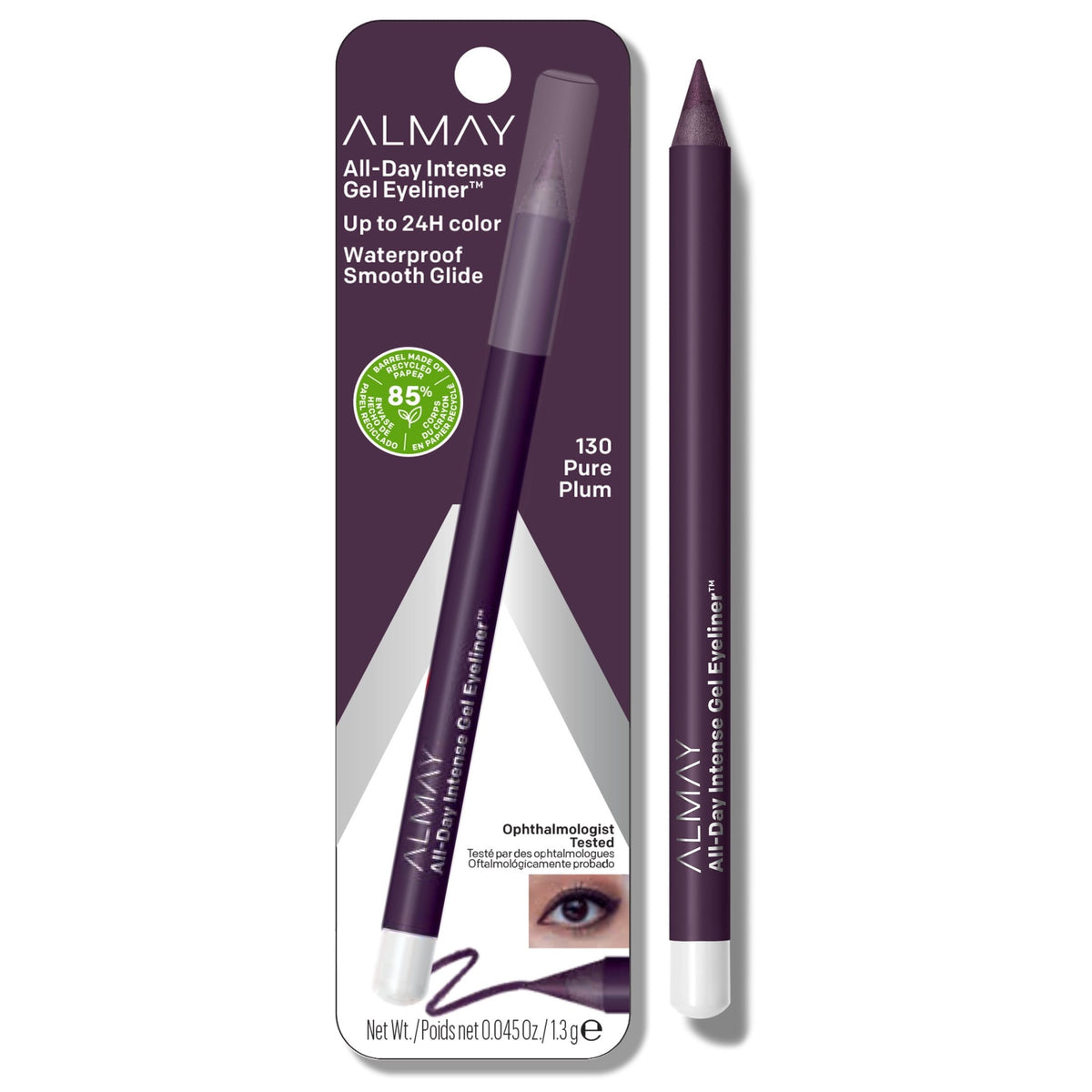 Almay All-Day Intense Gel Eyeliner Pencil, Waterproof, 130 Pure Plum